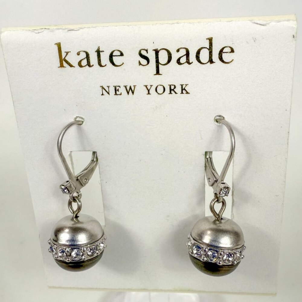 Kate Spade New York 14K Gold Filled Earwire Silver Tone Leverback Round Earrings